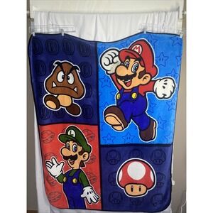 Nintendo Super Mario Bros Plush Throw Blanket Mario Luigi Goomba Mushroom Fleece